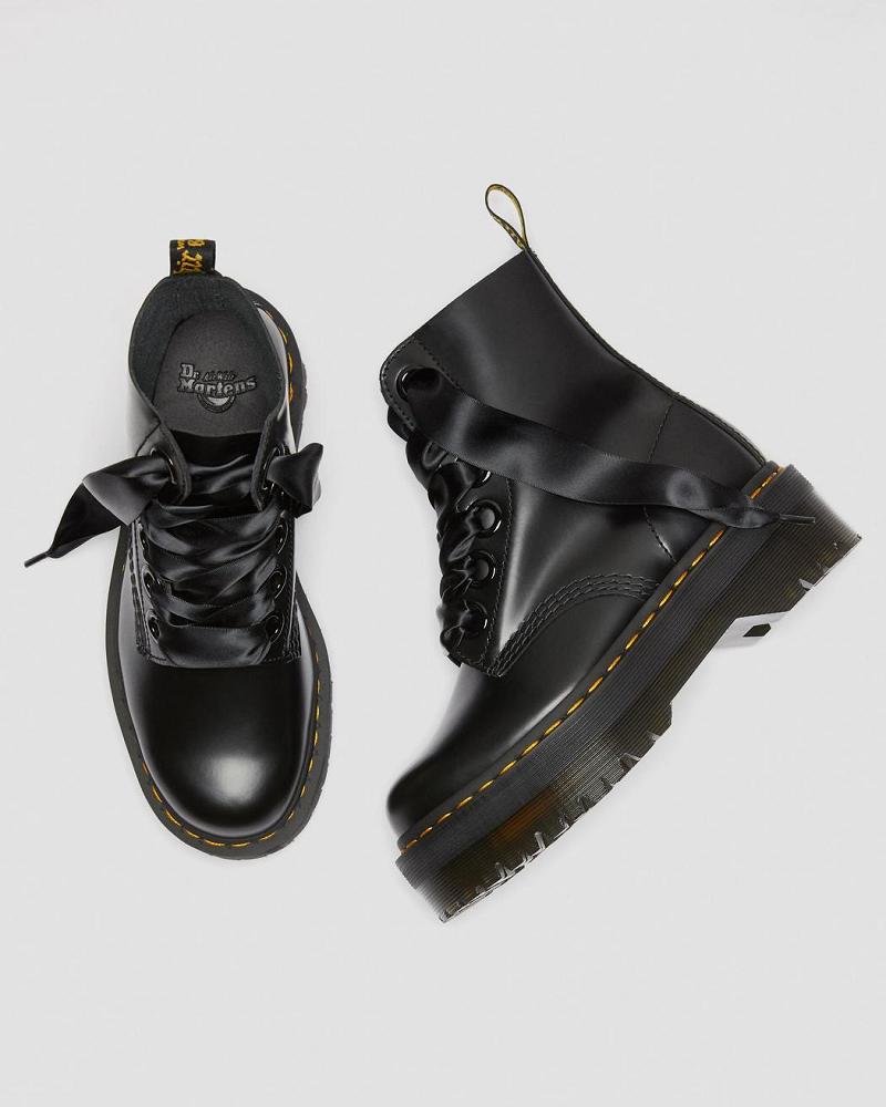 Women's Dr Martens Molly Leather Platform Boots Black | AU 250VRW